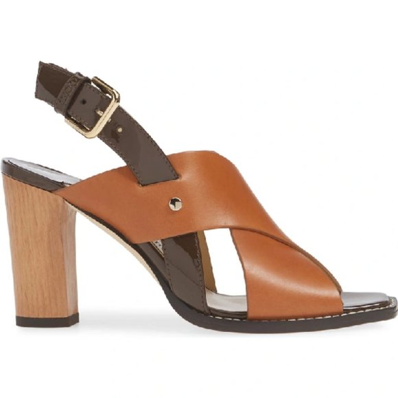 NIB$945 JIMMY CHOO Aix 85 Cross Strap Slingback Sandals Brown Mix Leather 36.5 - Picture 3 of 16